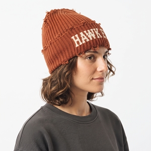 Hawke Knitted Beanie Hat Unisex Winter Cap <b>Acrylic</b> Handmade <b>Letter</b> Pattern Casual Style Adult 56-58CM - Product Image 2