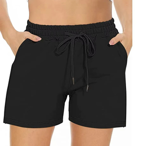 กางเกงขาสั้นผู้หญิง ผ้าฝ้าย ขายส่ง กางเกงกีฬาออกกำลังกาย แบบเรียบ ปรับแต่งได้ พิมพ์โลโก้ด้านหน้า ทรงเข้ารูปใหม่ - Product Image 1