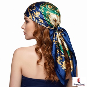 New Fashion Silk Summer <b>Scarf</b> <b>Shawl</b> Manufacturer OEM ODM Luxury Geometric Print Women Custom Fabric Wholesale Africa - Product Image 2