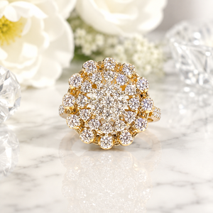 Anillo de Corona Floral de Oro de 14K de Lujo con Brillantes Piedras de Circonia Cúbica, Joyería Elegante para Bodas y Fiestas para Mujer - Product Image 3