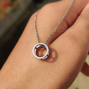 Collier Pendentif Cercle en Argent 925 Plaqué Rhodium avec Diamant pour Femme, Chaîne Géométrique Minimaliste, Idéal au Quotidien - Product Image 2