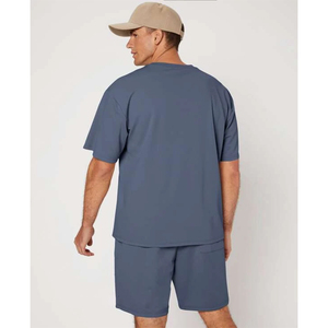 Ensemble tendance pour hommes, 2 pièces, chemise à manches courtes et short, logo personnalisé, design uni, tenue d'été, confortable, vente en gros OEM - Product Image 6