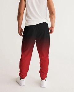 <b>Men's</b> Gradient Color Waterproof Sweatpants Drawstring Closure <b>Elastic</b> Waist Side Pockets Casual Joggers Red Black Heat-Transfer - Product Image 3