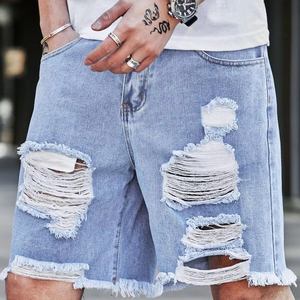 Wholesale Streetwear Vintage Washed Ripped Denim <b>Jean</b> Shorts Manufacturer Custom Baggy Blank <b>Jeans</b> Short <b>Men</b> OEM Serviced - Product Image 1