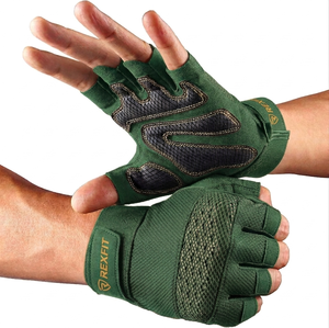 Rexfit Half Finger Gym Gloves Yellow Mesh Breathable Non Slip <b>Adjustable</b> Wrist <b>Strap</b> Unisex Fitness Training Gloves For Sale - Product Image 2