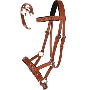 Western Horse Training Tack Bitless Sidepull Brida con riendas Accesorio de cuero - Product Image 1