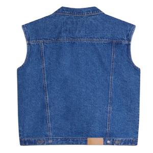 Gilet sans manches en jean vintage pour femme avec détails boutonnés, vêtement d'extérieur coupe-vent écologique de haute qualité - Product Image 5