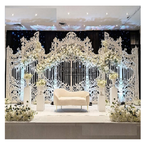 Escenario de Boda de Ensueño Estilo París, Diseño de Puerta Temática, Color Blanco, Escenario Moderno - Product Image 1