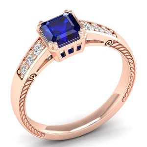 Bague en argent sterling 925 sertie d'un saphir bleu pour femme, certifiée GRA, pierre de naissance en moissanite, bijoux fins, fabriquée par REYES. - Product Image 3