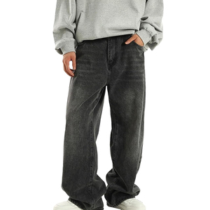 Men Casual Washed Wide Leg Jeans Baggy Loose Fit Urban Denim <b>Pants</b> Hip Hop Streetwear - Product Image 1
