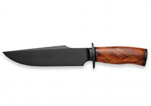 Cuchillo de Camping Hecho a Mano con Recubrimiento Negro, Mango de Madera Dura y Doble Protección - Product Image 3