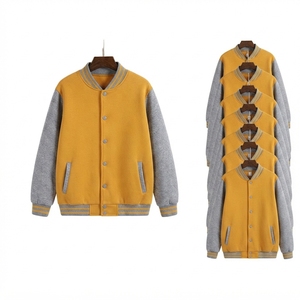 Chaqueta Varsity de Primavera para Hombre, Diseño con Parches, Teñido Liso, Revestida, Resistente al Viento, Transpirable, 100% Algodón, Casual, Venta al Por Mayor - Product Image 2