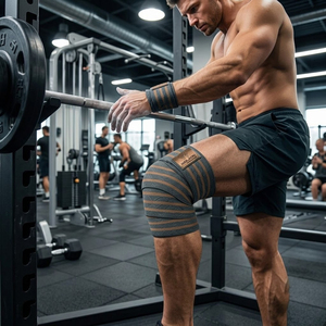 Premium Cross Training <b>Knee</b> Wraps Adjustable Compression <b>Support</b> for <b>Squats</b> Deadlifts Weightlifting Strength Training - Product Image 3