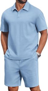 Conjunto Deportivo Casual Verde Menta para Hombre, Camiseta de Manga Corta, Pantalones Cortos Cargo, Transpirable, Color Sólido, Cuello Redondo, Corte Holgado, Ropa de Verano - Product Image 5