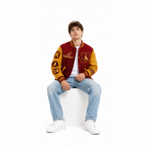 Premium Wool Varsity <b>Jacket</b> <b>Leather</b> Sleeves Custom Chenille Patch Embroidered College <b>Jacket</b> Embroidery Varsity <b>Jackets</b> - Product Image 6