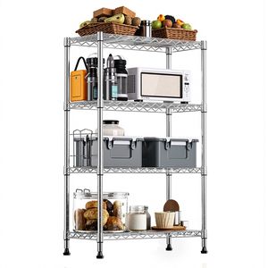 4 Tier 1000 Lbs <b>Storage</b> Shelving <b>Unit</b> Chrome Steel Organizer Wire Rack for Home <b>Kitchen</b> Office 13.7\" D X 23.6\" H - Product Image 1