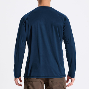 Men's Long Sleeve Rash Guard Navy Solid Color Plus Size Sun Protection Wear Outdoor Fitness Wear Rash Guard For Men's - Product Image 2