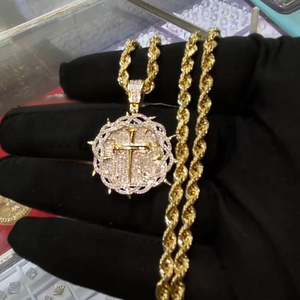 925 <b>Sterling</b> <b>Silver</b> Rose Gold Plated Moissanite <b>Cross</b> <b>Pendant</b> Fully Iced Charm Necklace Brilliant Cut Hip Hop Style for Party - Product Image 3