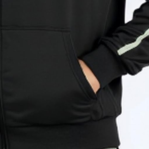 Survêtement en molleton respirant pour homme, sweat à capuche zippé intégral noir et vert menthe, vêtement décontracté en polyester et coton, coupe classique pour l'hiver - Product Image 3