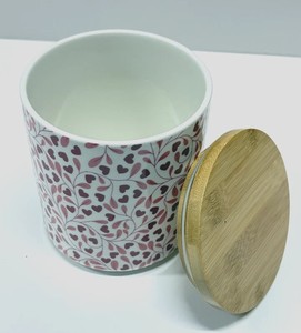 Tarro de Almacenamiento de Cerámica con Diseño de Corazón y Tapa de Bambú, Contenedor Hermético para Alimentos, Organizador de Cocina Duradero y Elegante - Product Image 2