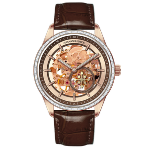 นาฬิกาอัตโนมัติสำหรับผู้ชาย Alexander Ferros 9261R-08 หน้าปัดแซฟไฟร์ สายหนัง ตัวเรือนสแตนเลสสตีล ระบบกลไก Miyota กันน้ำ - Product Image 1
