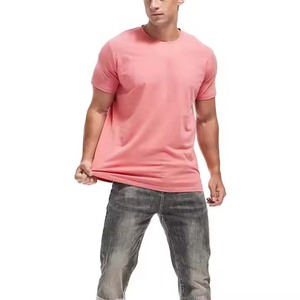 Camiseta de Hombre, Corte Regular, Manga Corta, Cuello Redondo, Color Rosa Sólido, 100% Algodón Jersey, Informal, Lisa por Delante, Secado Rápido - Product Image 4