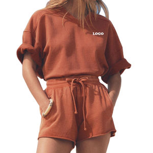 CLOVIX SPORTS Conjunto de Sudadera Corta con Estampado Tie Dye para Mujer, Sudadera de Felpa de Algodón, Conjunto de Dos Piezas Informal a la Moda - Product Image 1