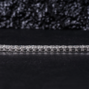 Pulsera de tenis de lujo con moissanita de corte esmeralda, plata 925, cadena llamativa con incrustaciones de circonitas, joyería de plata brillante, regalo unisex - Product Image 6