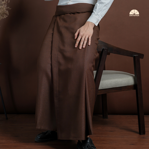 Sarong pour homme en tissu de lin respirant et à séchage rapide, couleur marron expresso premium, pour la prière et les occasions formelles - Product Image 6