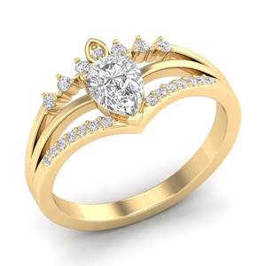 Anillo de Halo con Moissanita de Corte Pera de 0.9 Quilates en Plata de Ley 925 y Oro Amarillo de 14k, Precio de Fábrica REYES, Joyería Fina - Product Image 2