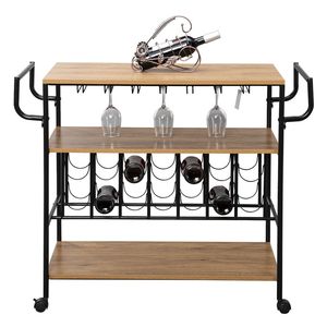 Carrelli Portabottiglie Mobili per Casa con Ruote, Carrello di Servizio in Metallo e Carrello Portaoggetti da Cucina a 3 Ripiani XH - Isole e Carrelli da Cucina - Product Image 1