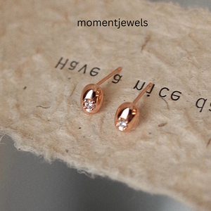 925 Sterling Silver Oval Stud Earrings Gold Plated Zircon Ear Jewelry Minimalist Daily Wear for Women - Product Image 6