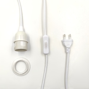 Cable de Alimentación Trenzado de Tela con <span class=keywords><strong>Enchufe</strong></span> Europeo, Interruptor de Botón 304, Cable con <span class=keywords><strong>Enchufe</strong></span> para Portalámparas <span class=keywords><strong>E27</strong></span> - Product Image 5
