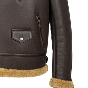 Premium Genuine Leather <b>Shearling</b> Winter <b>Jacket</b> <b>Men</b> Soft Fur Aviator Coat Warm Durable Fashion Biker Outerwear Style - Product Image 2