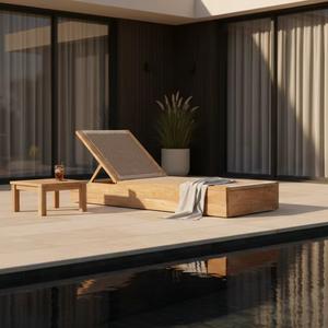 Tumbona para Exteriores Luna Sun, Muebles Modernos de Teca para Piscina, para Distribuidores Internacionales y Suministro de Proyectos al Aire Libre - Product Image 1