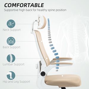 Sedia da ufficio direzionale in rete con poggiatesta girevole, braccioli ribaltabili, supporto lombare, movimento fluido, colore kaki - Product Image 4