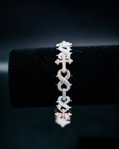 Pulsera de tenis de moissanita única con cruz infinita de plata 925, eslabones de púas, bicolor, estilo hip hop, para hombres y mujeres, certificada GRA - Product Image 5