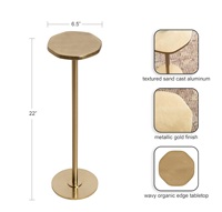 Table de bar élégante en aluminium moulé, design de piétement fin, plateau rond, base stable, profil minimal, finition durable, accent contemporain