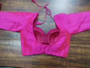 Blusa Minimalista de Manga Larga con Relieve, de Seda Dupion/Algodón, con Cierre de Lazo en la Espalda, Blusas y Camisas para Mujer - Product Image 3