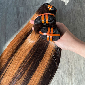 Extensions de cheveux 100% naturels vierges vietnamiens, tissage en dentelle, lisses comme des baguettes, couleur café piano, super double drawn, prix de gros - Product Image 5