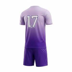 Conjunto de Camiseta de Fútbol de Doble Color Morado con Número 17, Impresión Sublimada, Unisex, Adulto, Absorbe la Humedad, Manga Corta - Product Image 2