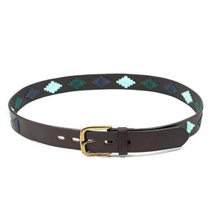 Handmade Premium Leather Polo Belt Traditional Hand-Stitched Pampa Diamond Embroidered Belt Luxury Equestrian Style Casual Wear - Product Image 2
