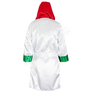 Lawd Sports <b>White</b> Green Martial Arts Robe with Red Hood Cotton & Polyester Material Protective Durable Boxing <b>Gown</b> - Product Image 2