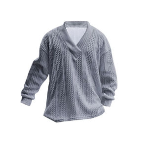 Suéter Casual de Punto para Hombre, Primavera-Otoño 2026, Cuello en V, Manga Larga, Estilo Holgado - Product Image 5