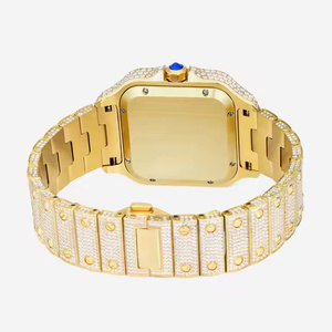 Montre pour homme en moissanite sertie de diamants, design entièrement pavé de pierres, montre-bracelet de luxe à quartz analogique, style hip-hop - Product Image 3