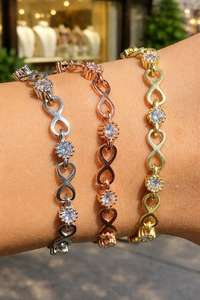 Pulsera de tenis con moissanita y plata de ley 925 auténtica, chapada en oro rosa, diseño infinito, regalo de joyería para uso diario - Product Image 2