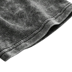 Camiseta Casual Oversize para Hombre, Azul, con Lavado Ácido Desgastado Personalizado, Dobladillo Deshilachado, Estilo Urbano, Estampado Distintivo, 100% - Product Image 5