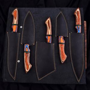 Juego de Cuchillos de Chef de Acero de Damasco de Cinco Piezas Nordic Forge con Mangos de Madera Pakka, Diseño Ambidiestro, Cuchillos de Cocina Afilados y Duraderos - Product Image 4