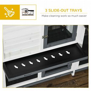 Jaula de madera para conejos de 62 pulgadas con bandeja extraíble y techo de asfalto, área de corral para conejillos de indias y animales pequeños - Product Image 5