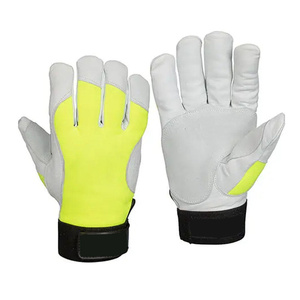Gants de travail en cuir de chèvre de qualité supérieure, flexibles, résistants à la chaleur, durables, avec bracelet réglable, pour mécaniciens et jardiniers - Product Image 1